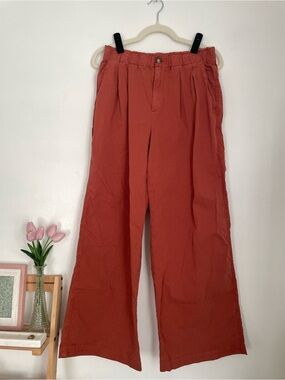 Loft red orange wide leg pants size small